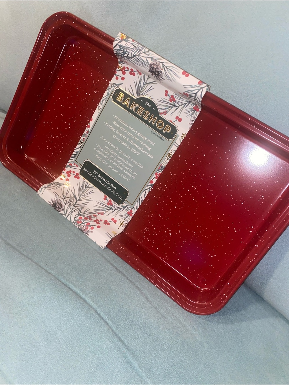 Red Speckled Baking Tray - Durable Nonstick Bakeware 13” Brownie Pan